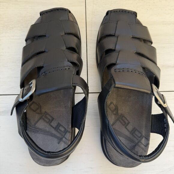 Y2K Dansko Men’s Fisherman Sandals Size 8.5 / 9 EU 42 Black Leather Rare!